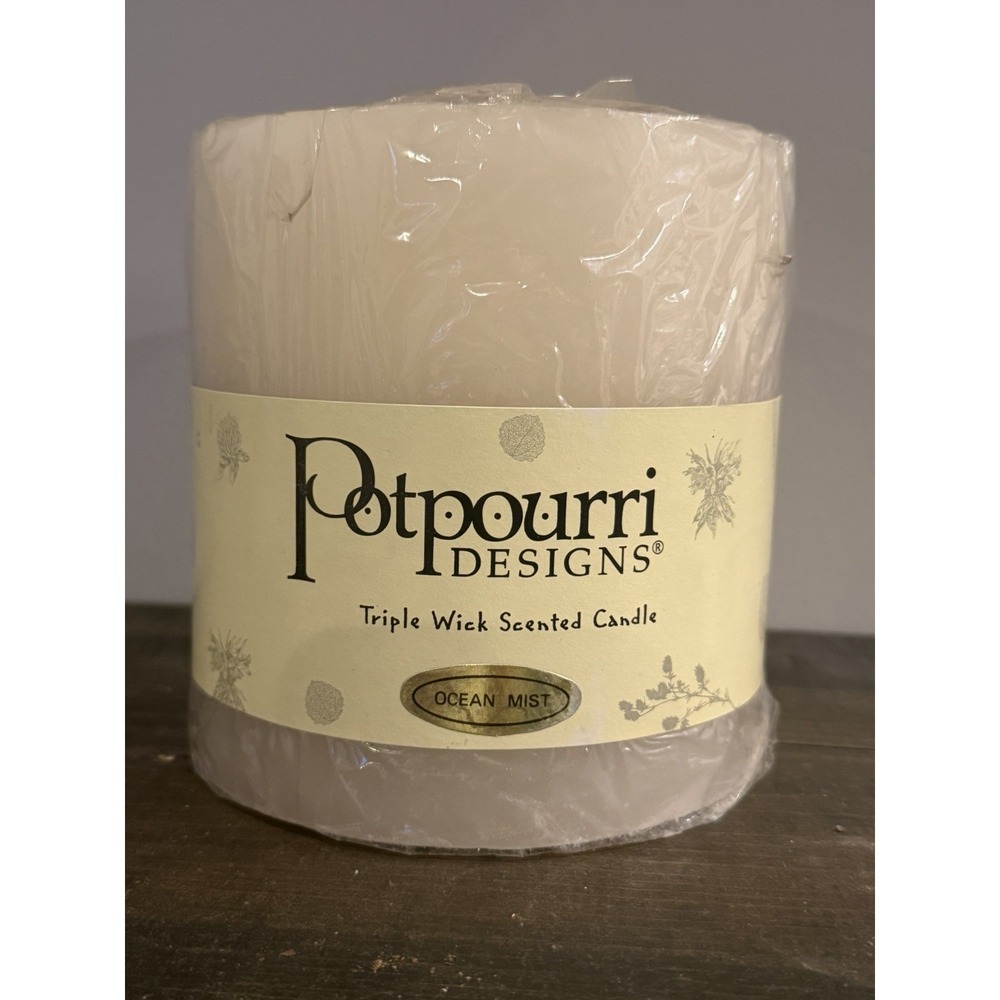 Vintage Potpourri Designs Triple Wick Scented Candle Ocean Mist NOS New Sealed